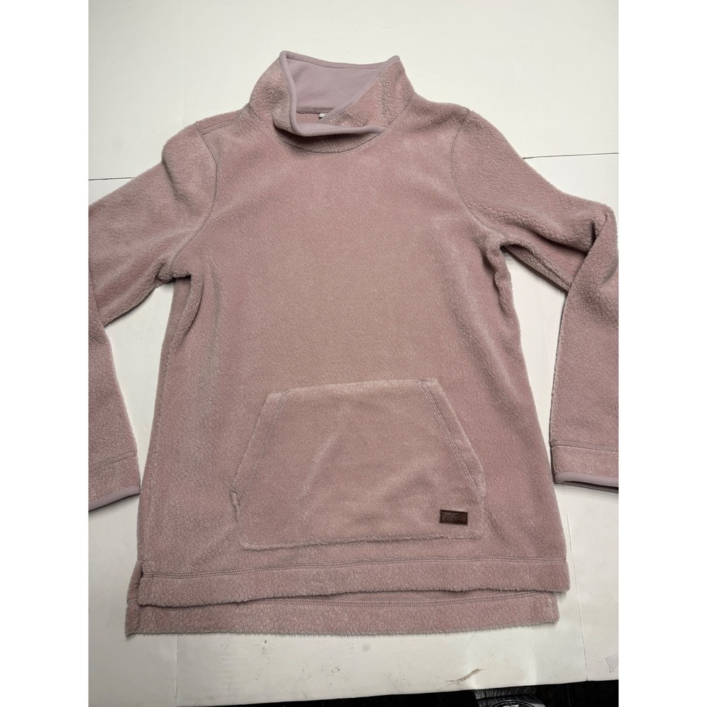 LL Bean Women Mauve Pink Cozy Sherpa Fleece Cowl Neck Pullover 512366 Mens M